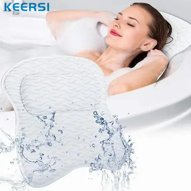 Quality durable luxury white Badekissen bath pillow 3D 3D mesh spa ergonomic bathroom bath tub pillow