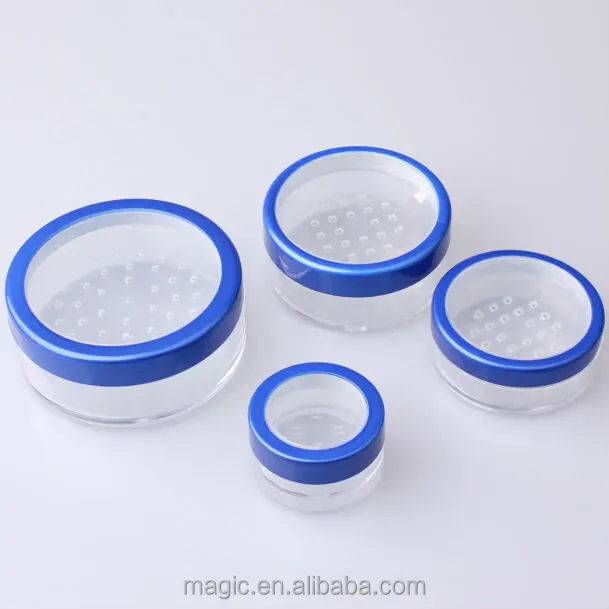 cosmetic loose powder jar 20g loose powder packaging sifter jars black silver lid