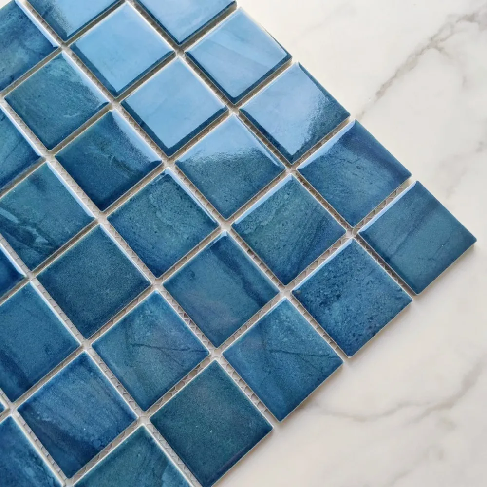 Hot Sale Blue color design glazed porcelain ceramic mosaic tile swimming pool