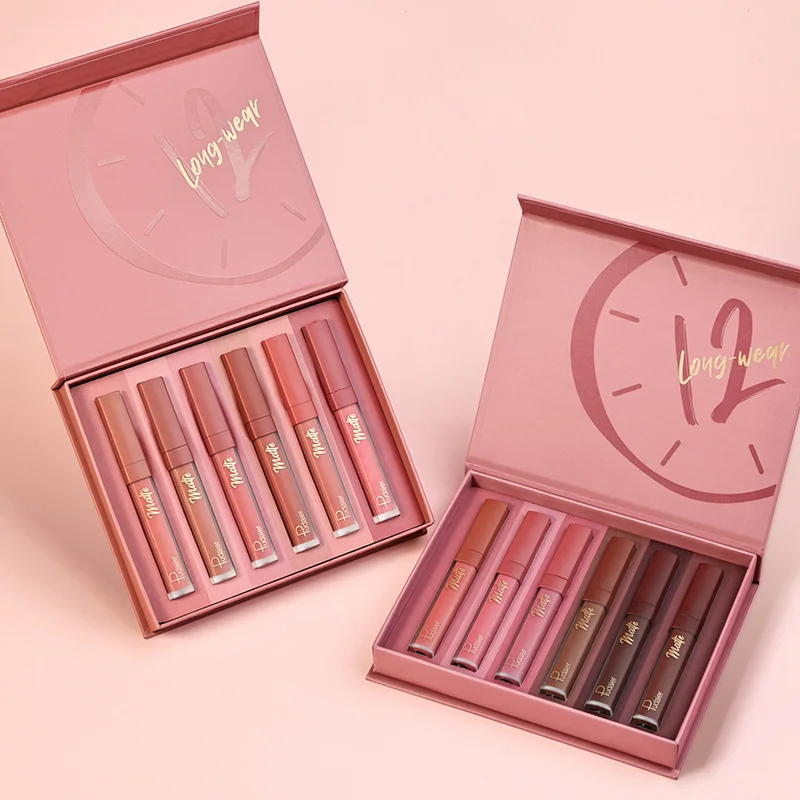 Private Label Lip Makeup Waterproof Matte Liquid Lipstick Set 6 Colors Moisturizing Matte Finish Vegan Custom Cosmetics