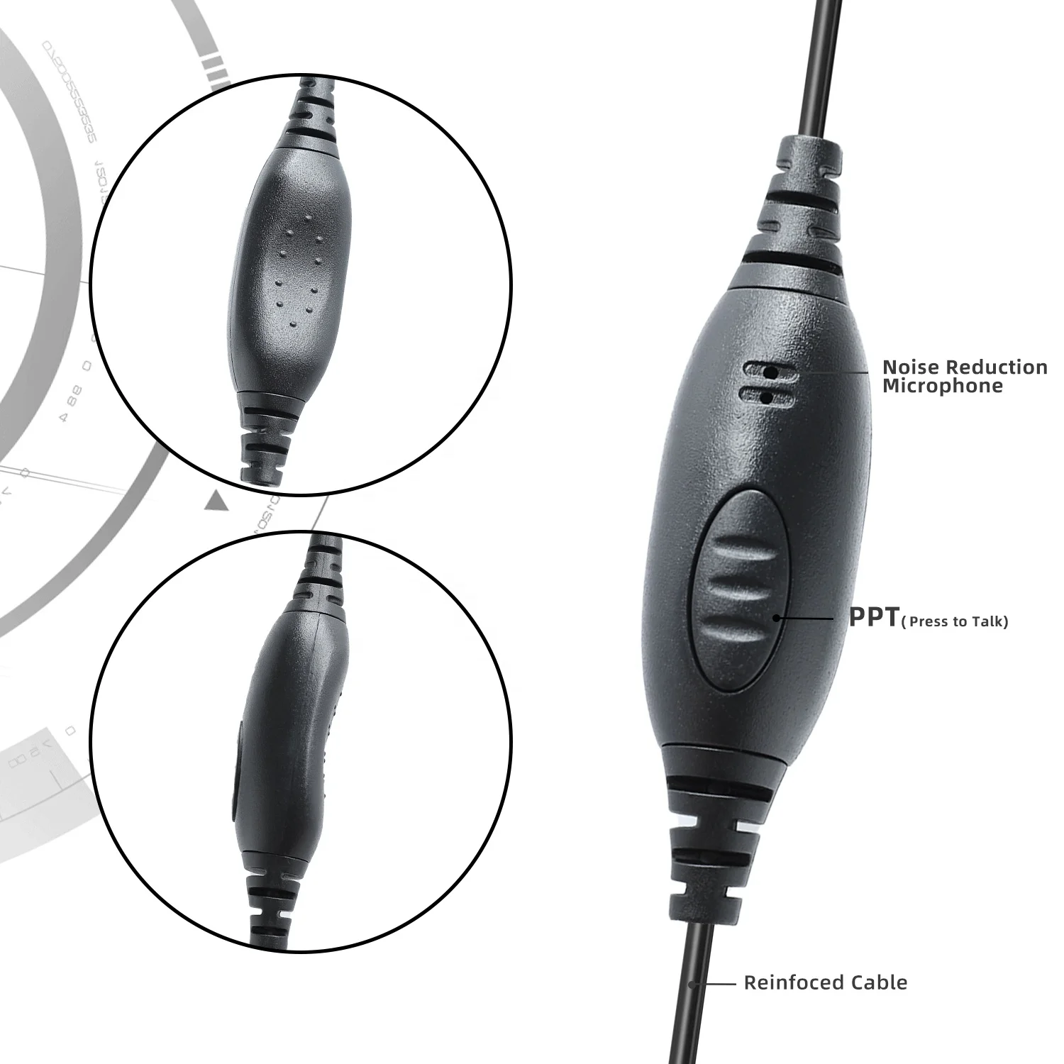 Single Wire Two Way Radio Headset M-type Walkie Talkie Earpiece Transparent Acoustic Tube