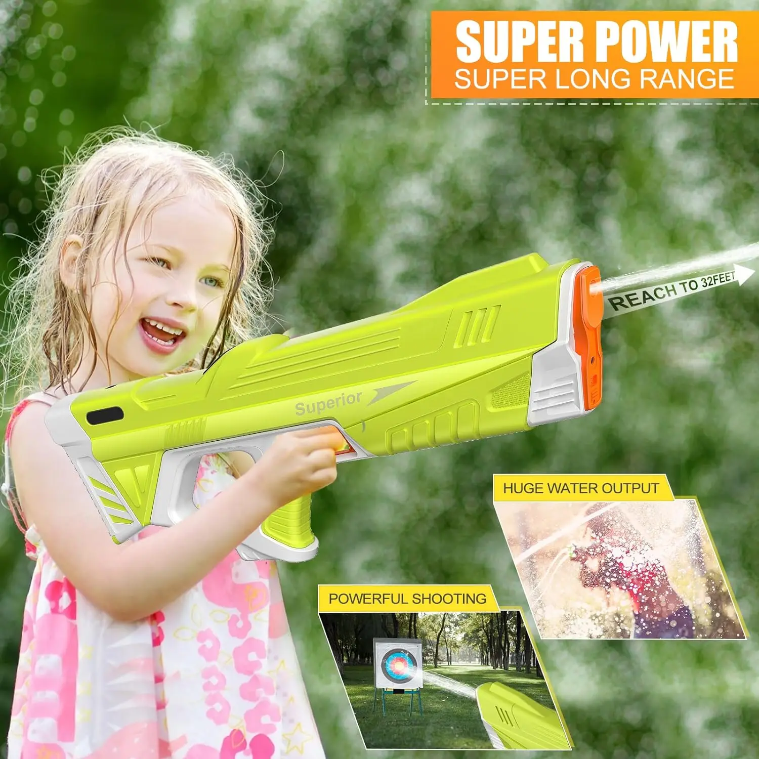 Best Selling Summer Full Automatic Electric Water Gun for Kids Adults up to 32 Ft Soaker for Outdoor Use Made Durable Plastic