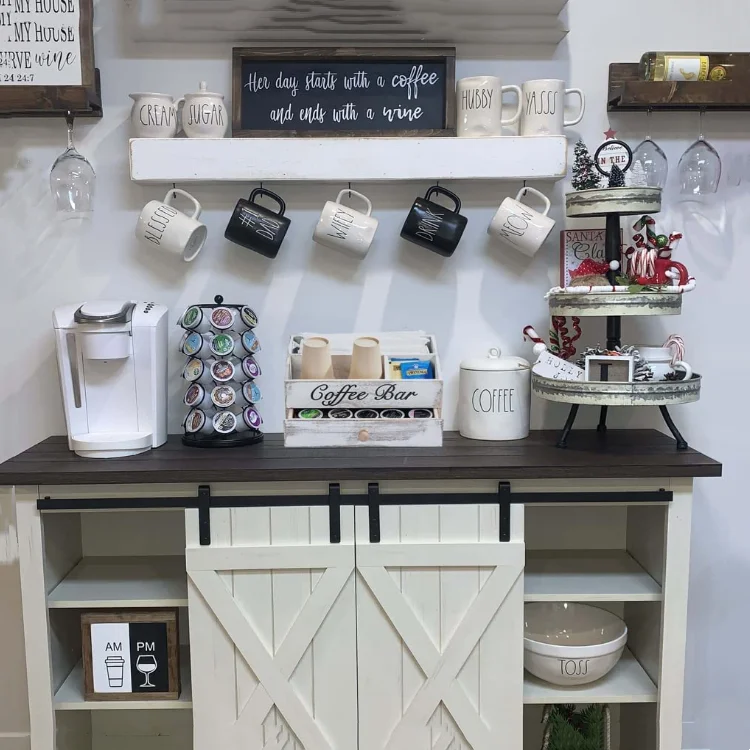 Пользовательский прямоугольный Креативный дизайн органайзер для кофейной станции с выдвижным ящиком и 4 отделениями