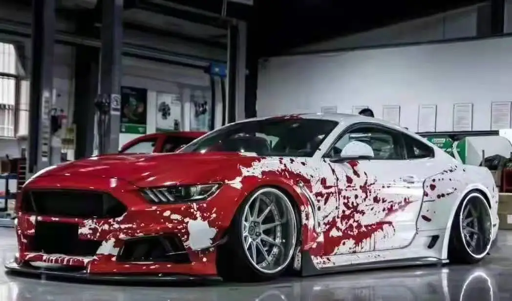 New 1.52*30m Factory Price Vinyl Wrap Car Premium Customized Camo Car Wrap white&red color camouflage car wrap film