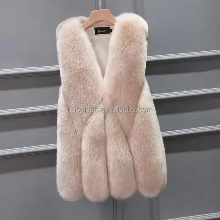 Fashion women faux fur vest coat Casual street wear Fox Fur Jacket Waistcoat Sleeveless coat lady winter fur vest