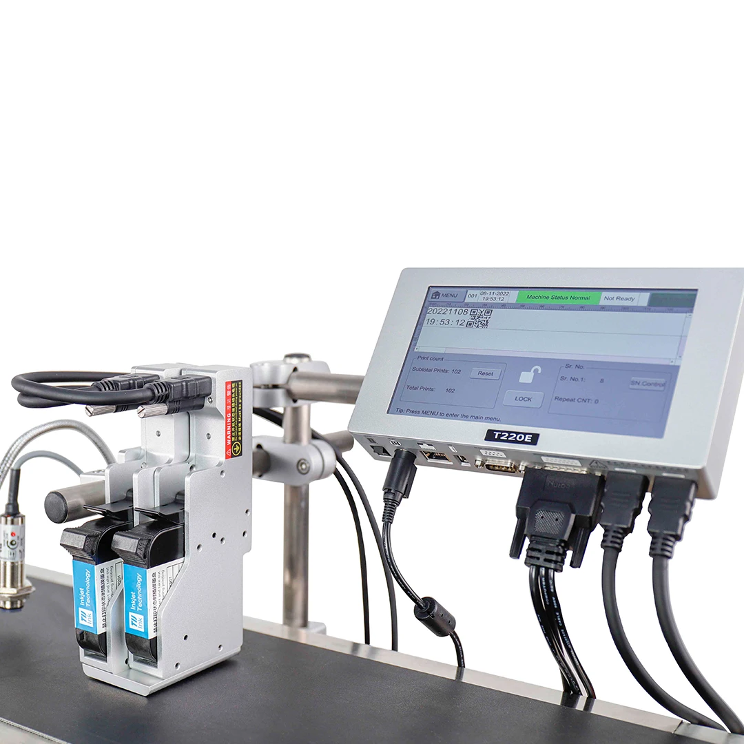 Fully-automatic TIJ Online Thermal Inkjet Printer DOCOD OEM T220E High-speed Expiry Date Coding Marking Machine For Wood Metal
