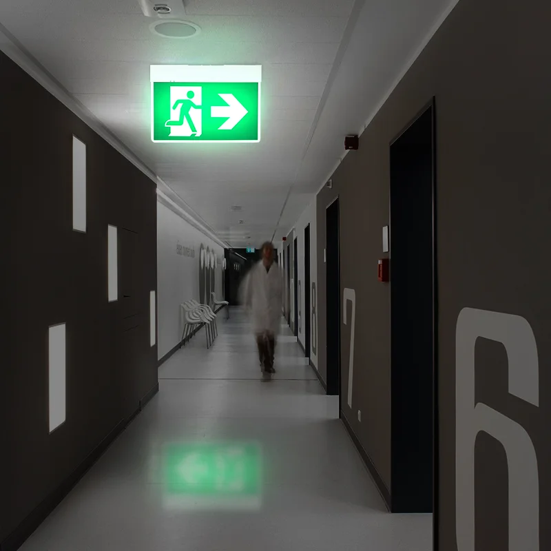 Waterproof Rechargeable LFP battery evacuation signs ceiling mounted alarm fire indicator led emergency exit light