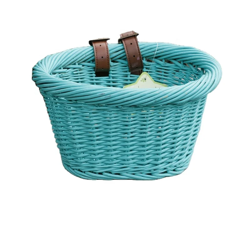 Hand woven bicycle flower baskt colorful wicker basket for bicycle