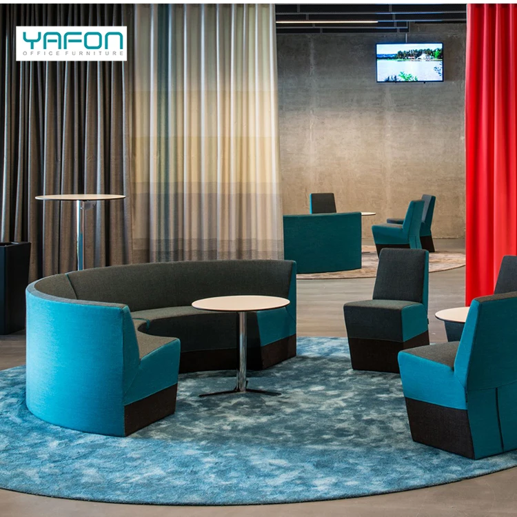 OEM ODM Commercial Use Semi Circle Round Shape Leather Couch Sofa Set furniture For Open Area