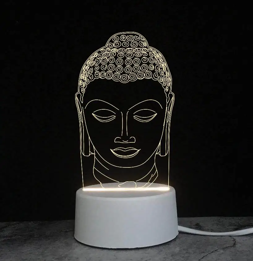 Factory direct sale Buddha 3D night light 3D optical illusion LED light commercial gift light