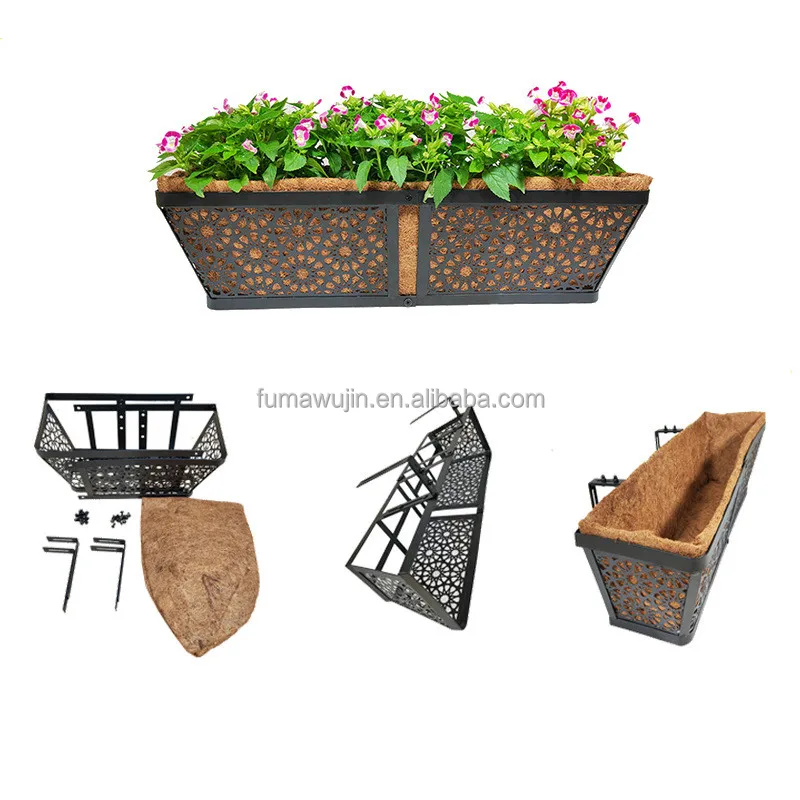 Balcony railing nail wall hanging coconut liner folding iron flower basket wire mesh hanging display basket rack