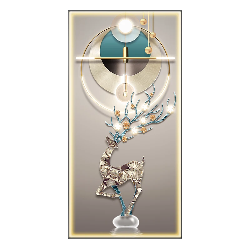 Decorative painting of deer entrance porch northern European light luxury high-end corridor hanging painting led painting
