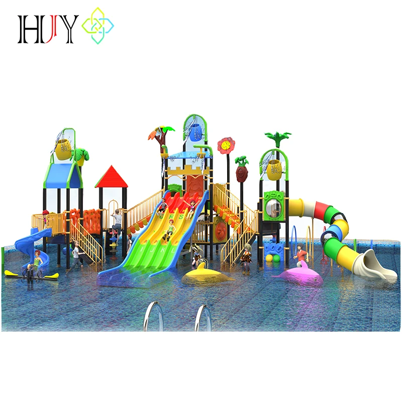 Children plastic kindergarten game set kids outdoor playground swing slide and water slide
