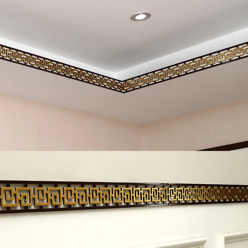 3D Waterproof Wall Border Self-adhesive Sticker ABS  New Chinese-style Molding Wall Peel And Stick Corner Line Borders Baseboard