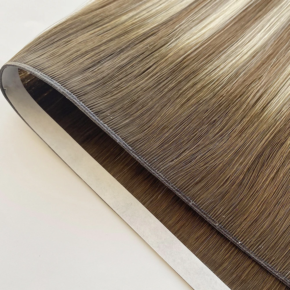 Popular  in Europe Cuticle Aligned Slavic Hair Extension Double Drawn Genius Invisible PU Tape  weft
