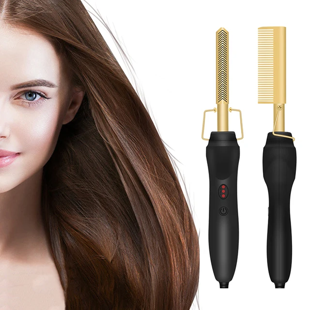 Most Popular Flat Iron Heated Hotcombs And Curlin Private Label Fast Hair Straightener Pressing Electric Hot Comb