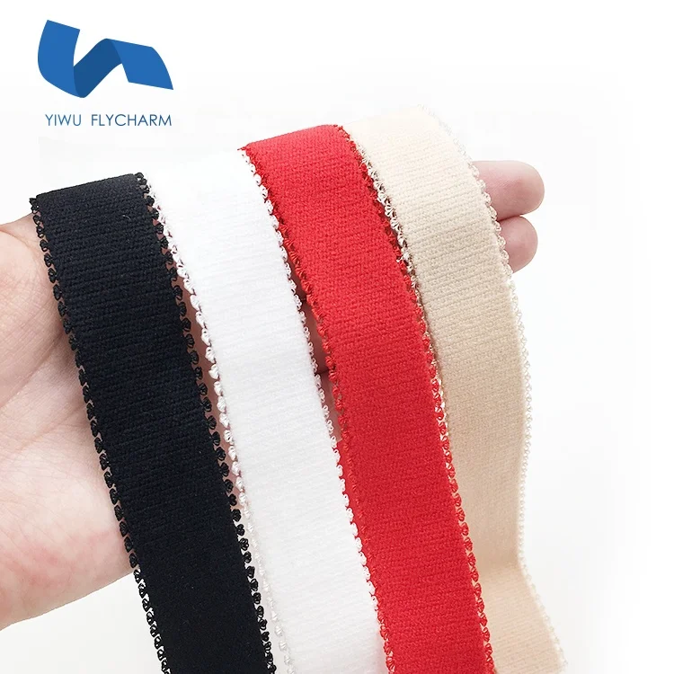 High quality  3/4 inch nylon spandex plush back crown picot strap elastic