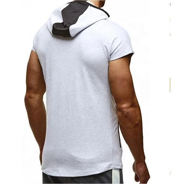 
T shirt With Hoody Casual Hoodie T With Hooded Hat Stylish Men Tee Shirt Clothing Tops Sleeveless Hoodie T shirt 