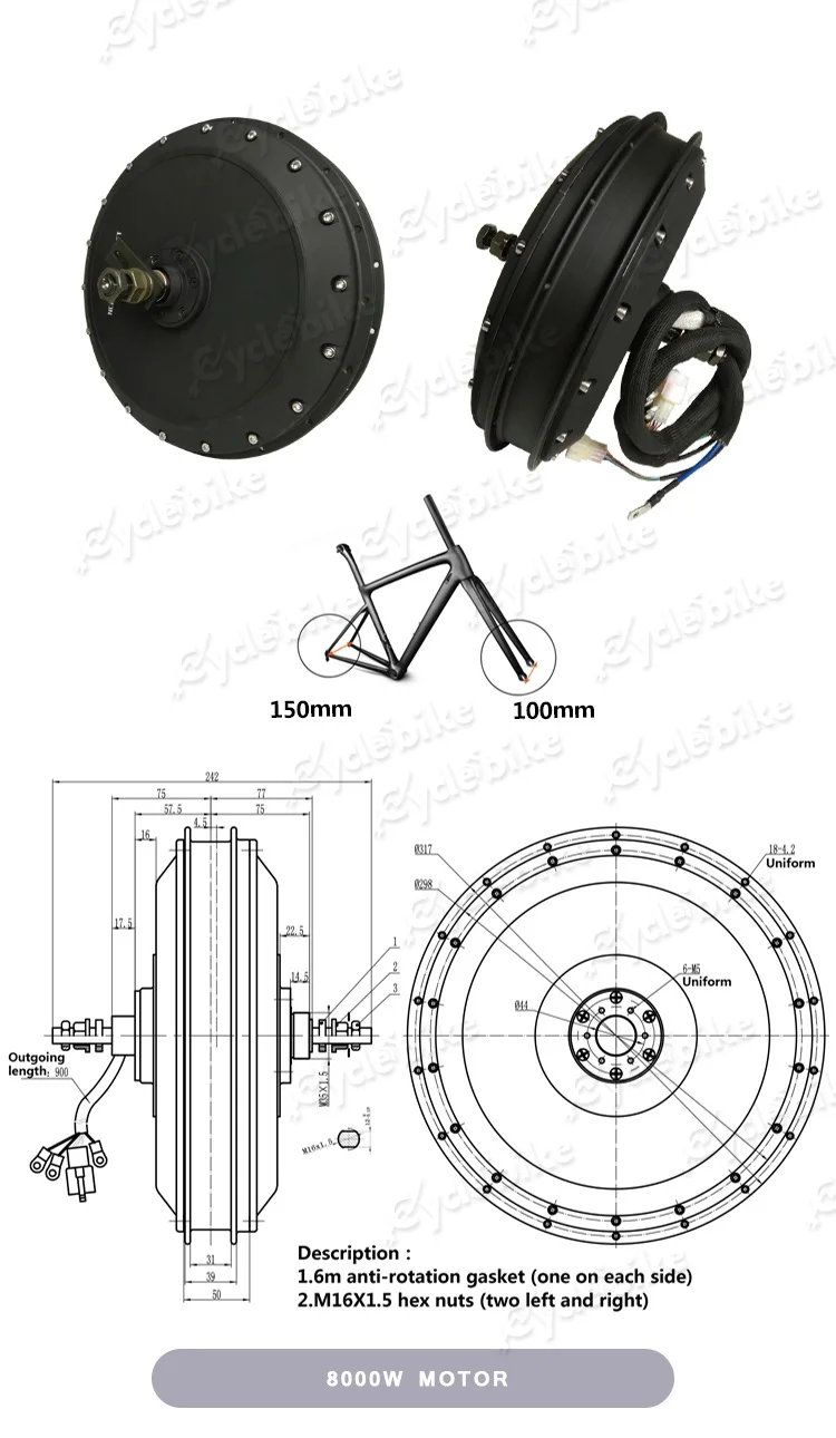 Factory price electric bike kit 72V 8000W e bike hub motor kit electric bicycle conversion kit