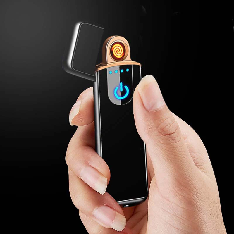 Wholesale Cheap  rechargeable windproof lighter large capacity rechargeable touch-sensitive windproof double arc lighter
