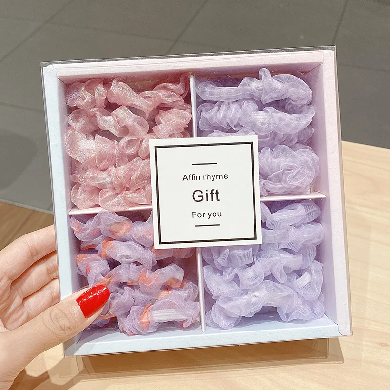 20 Pieces In One Box New Women Elastic Hair Ties ponytail Holder Real chiffon Scrunchies Set