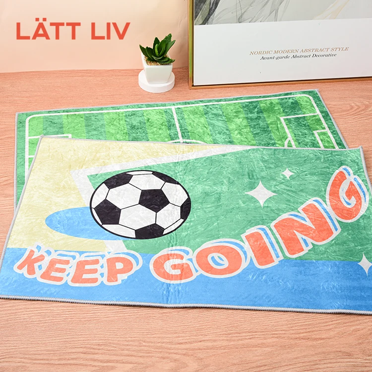 LATTLIV 2022 World Cup Football Field Design Non Slip Floor Rubber Mats Absorbent Bedroom Bathroom Door Rugs Bath Mats Set