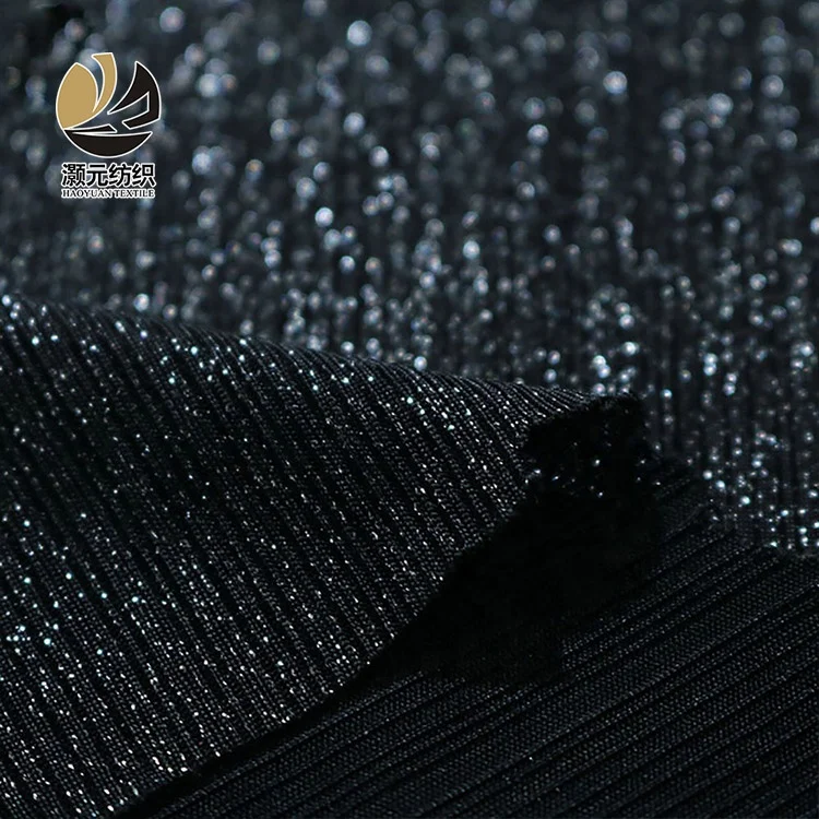100%Polyester 75D Glitter Costume Shining Sequin Black Knitted fabric Lady Girl Dress