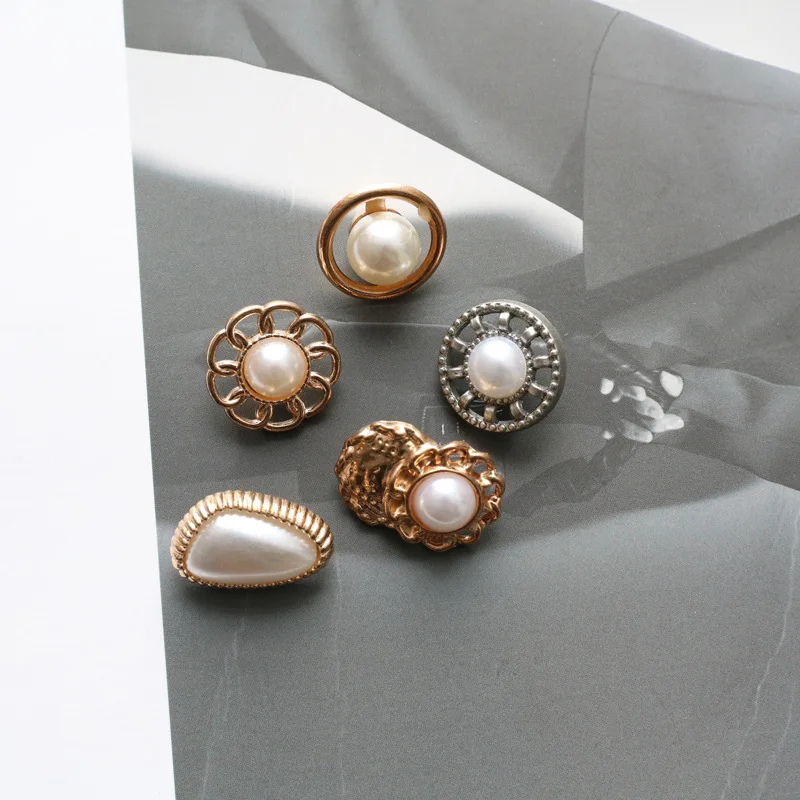 New Pearl Inlaid Tall Shank Hand Sewn Wool Coat Metal Pearl Button