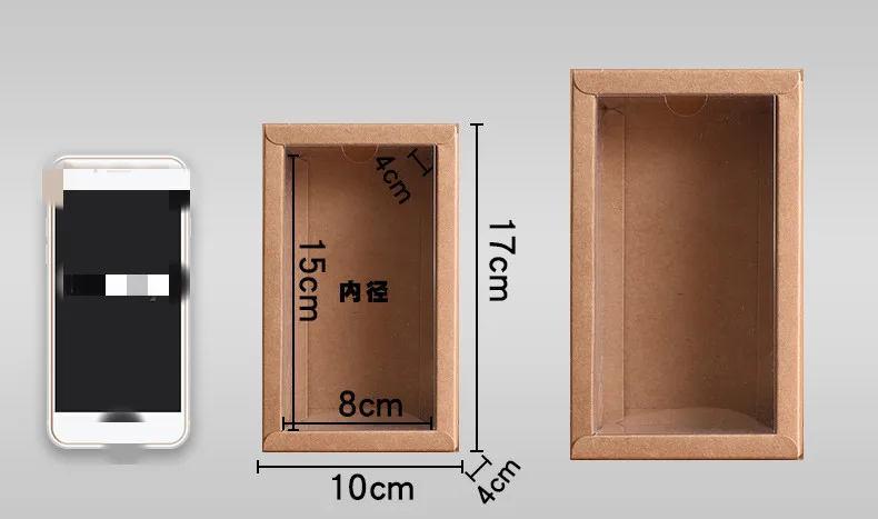 Folding Kraft Paper Box with Transparent PVC Window Gift Box Packaging Box candy favors arts&krafts display package