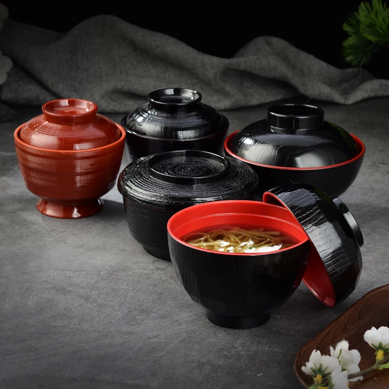 Miso Soup bowl Plastic small soup with cover