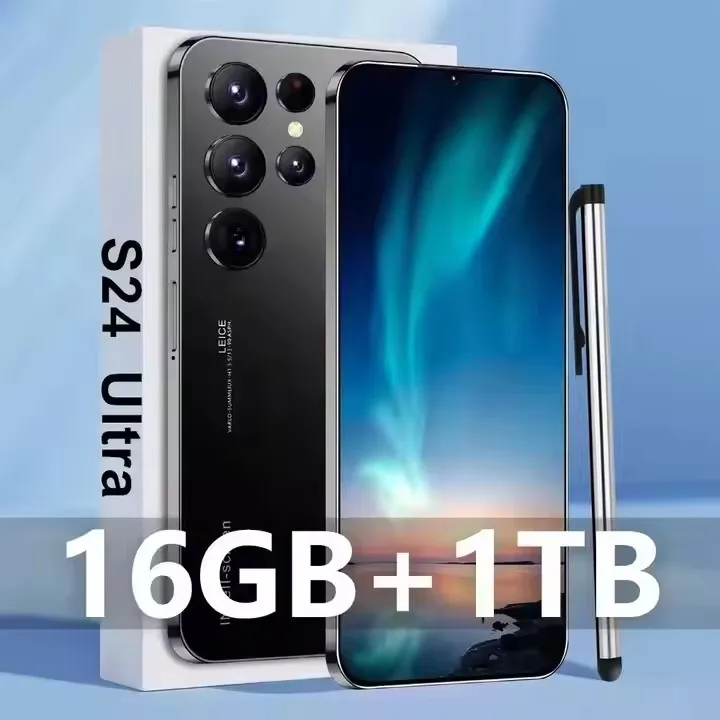 S24 + 5G Jie мобильный телефон 3 Мобильный 1500 4 SIM 16GB 512GB экран смартфон