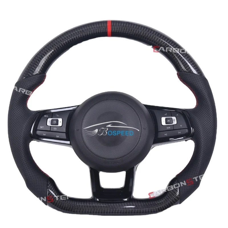 Carbon Fiber Steering Wheel Fit For Vw Golf 7.5 Gti Mk7 Polo Gts Gtd Gte Scirocco R Passat Cc R-line