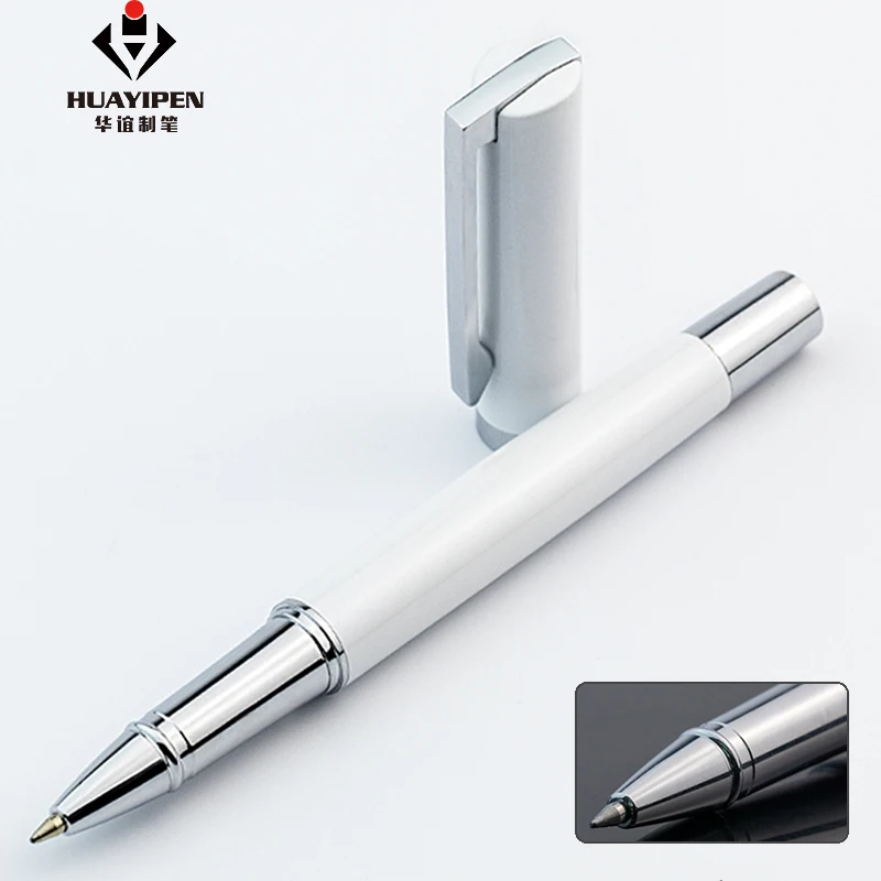 Custom Logo Printing Laser Roller Pen Good Quality Promotional All Metal White Black Pen