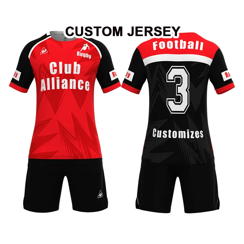 Rugby Soccer Sportswear Cotton Sublimation Tee Shirt camisetas de Custom Cheap Men Rugby Jersey Shirt Rugby Tracksuit short
