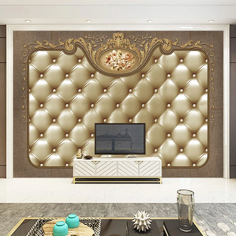 Custom 3D Photo Wallpaper For Bedroom Walls Mural European Style Soft Bag Luxury Living Room TV Background Decor Wall Painting