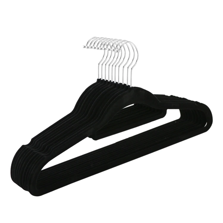 CHARISMA Velvet Pants Coat Hangers Luxury Black Velvet Felt Non Slip Clothes Classic Hangers Ultra Slim Saving Space
