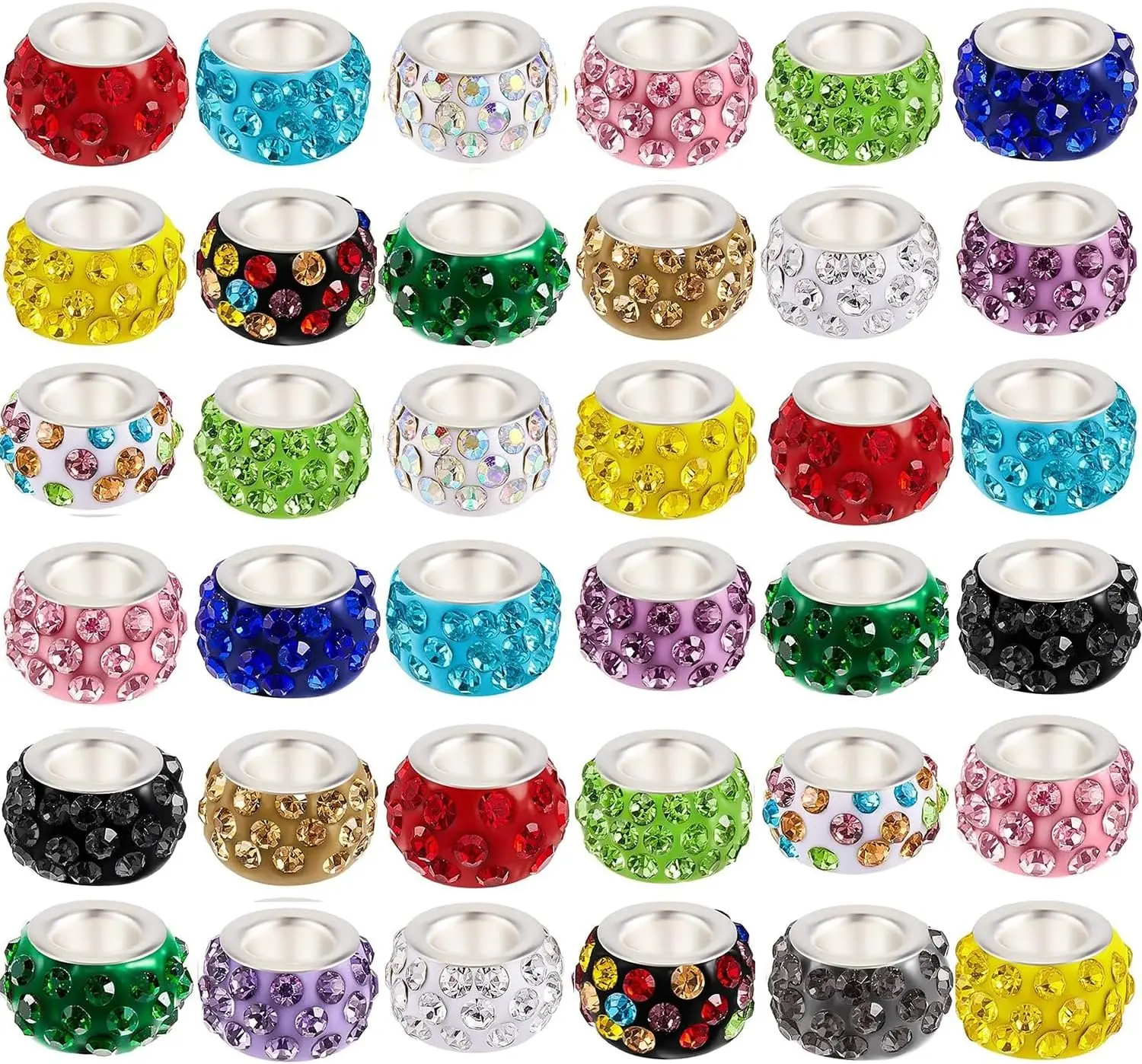 New Release Top Selling 12mm Rhinestone Beadable Spacer Beads for Pens Fancy European Glitter Diamond Crystal Beads,TLX0098