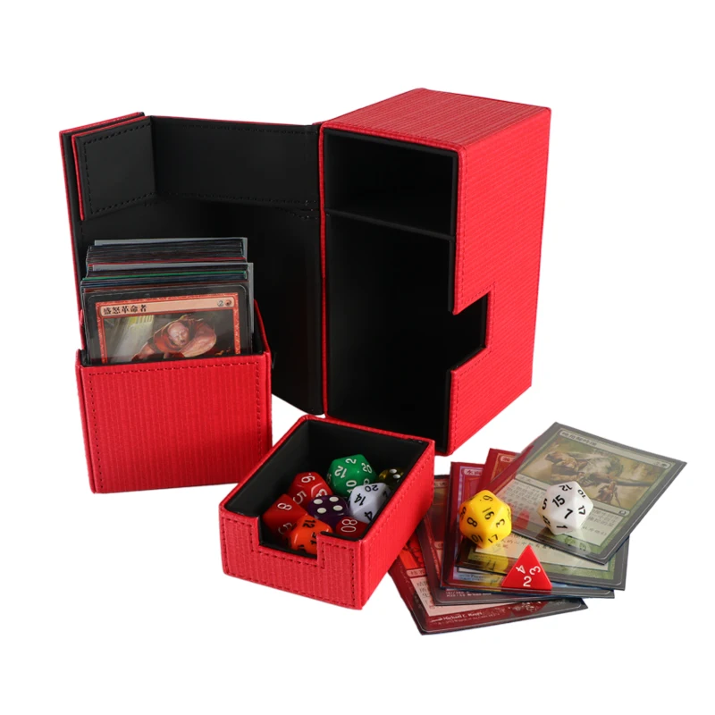 Custom LOGO Printing Waterproof Magnetic Horizontal Leather Trading Game Card Storage Deck Cards Box Boxes For Collectible Cards