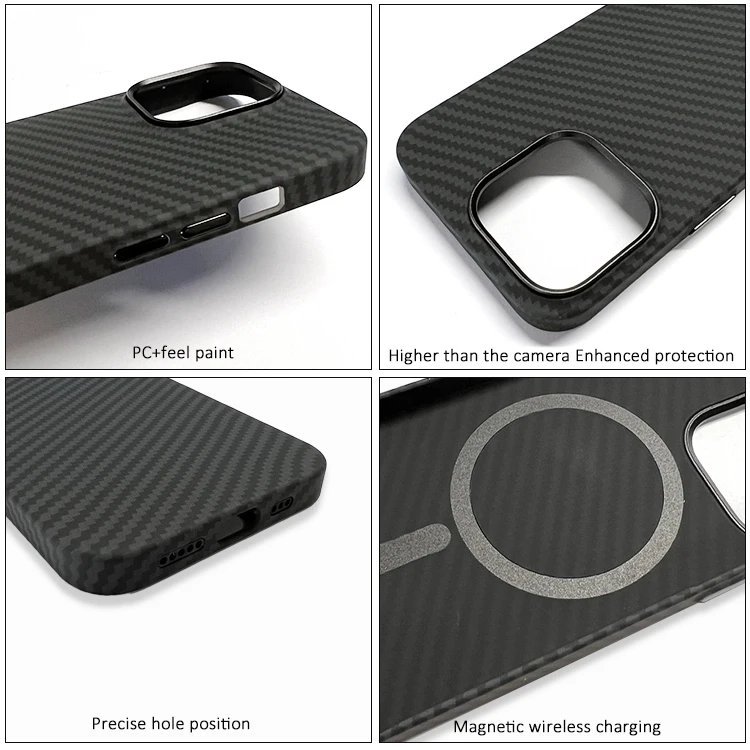 Magnetic Carbon Fiber Aramid Texture Slim Dry Hard PC Phone Cover Resin Carbon Fiber Phone Case For iPhone 12 13 14 15 Pro Max