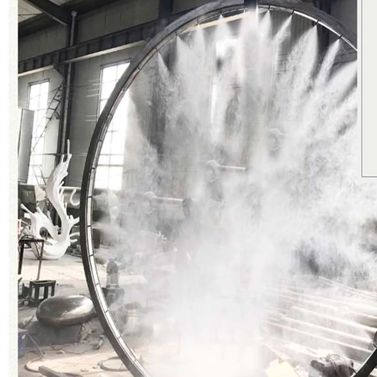 Outdoor Metal Torus Statue Water Fountain Stainless Steel Art Ring Round Sculpture