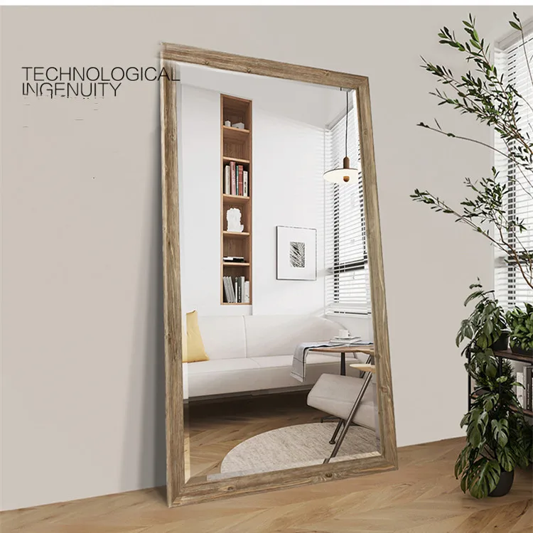 Vertical Black Frame HD Rectangle Full Body Tall Big Floor Mirror Wall Mounted Dressing Mirror