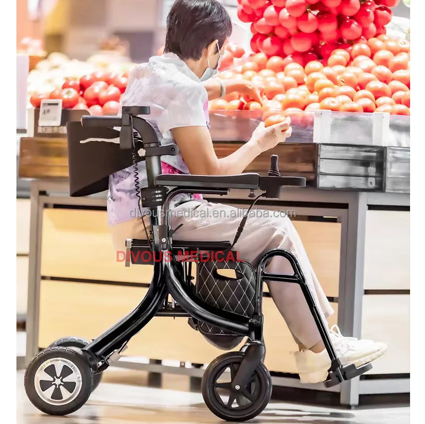 Lightweight Folding Electric Rollator Walker Mobility Aids Wheelchair for Seniors Adults with Seat Foot Rest Product