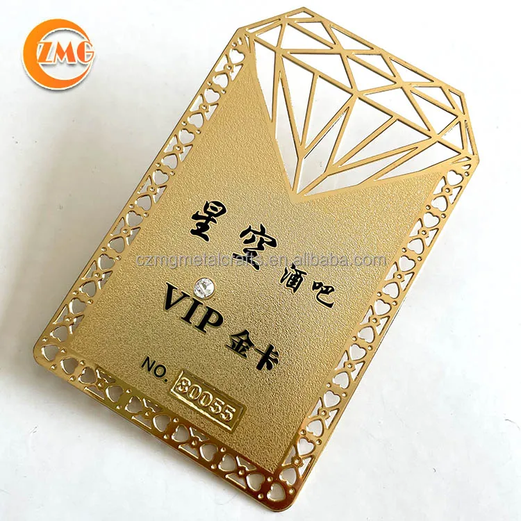 Factory Price logo printed/engraved personalized golden metal VIP Visiting Cards