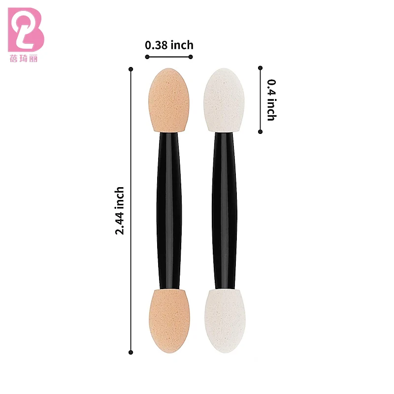Beiqili 120PCS Pack Disposable Eyeshadow Brush Sponge Tipped Oval Tool Dual Sides Makeup Cosmetic Eye Shadow Applicator