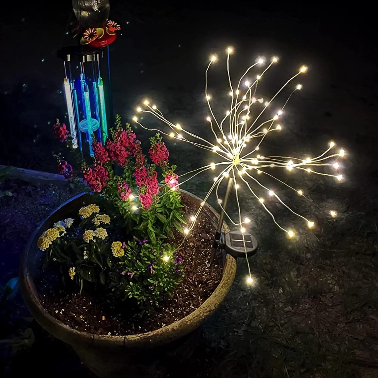 Outdoor Solar Garden Decorative Landscape Lights 90/150 LED String DIY Flowers Firework Lamp for Walkway Lawn Backyard