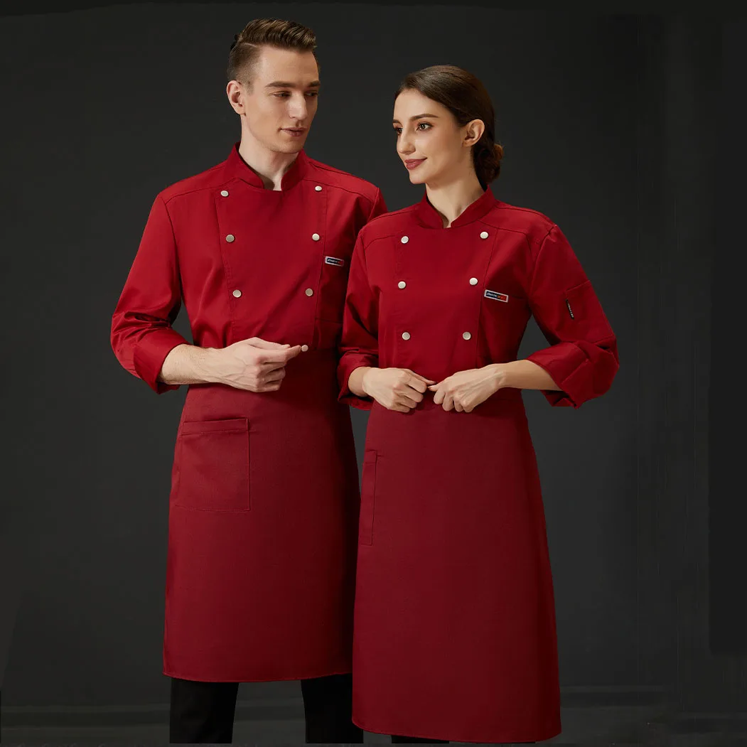 Butcher waist aprons kitchen chef jacket custom hotel uniforms sets chef coat apron