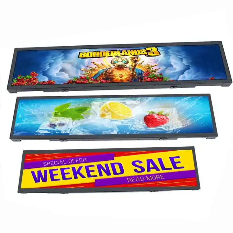 28.5 inch bar type store shelf edge LCD display ultra wide bar stretched lcd screen for indoor