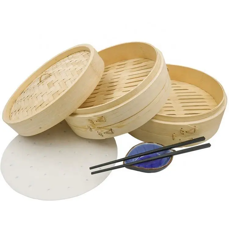 High-Quality Natural Handmade 10 Inch Bamboo Steamer Steam Basket For Dim Sum, Vegetables, Bao Buns & More