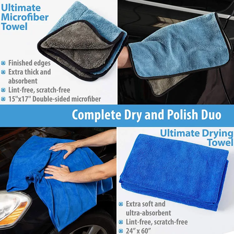 hot sale blue car Washing kits Microfiber Cloth Towel Brush Clean Vehicle washer Car cleaning kit