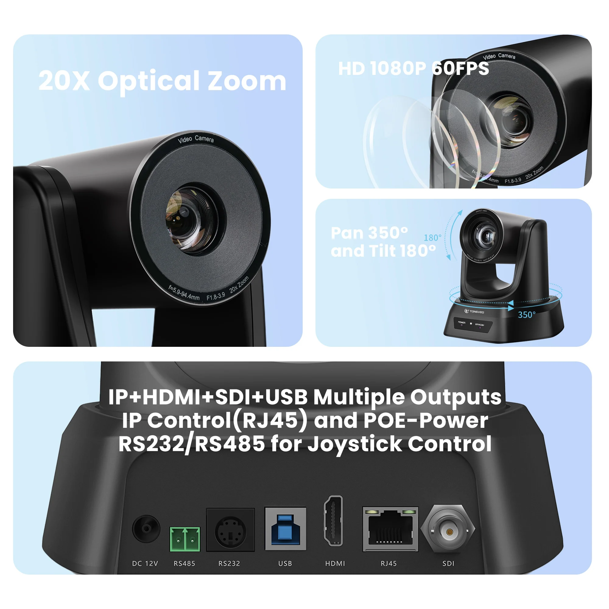 Live Streaming Conference System 20x Zoom POE PTZ камера и IP-джойстик
